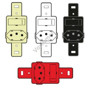 Interruptor 10A com tomada 2P+T hexagonal 250V haste longa de embutir