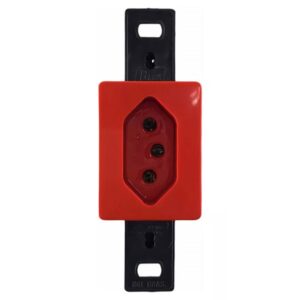 Tomada 250V simples retangular 2P+T com haste longa de embutir