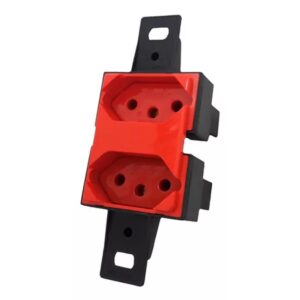 Tomada 250V dupla 2P+T com haste longa de embutir