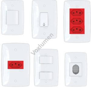 Conjunto Finess+ tampa sem suporte 4X2 parafusada com módulos de pontos de conexões 250v configuráveis