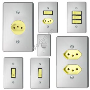 Conjunto Gris tampa/haste 4X2 parafusada com de pontos de conexões 250v configuráveis