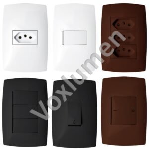 Conjunto Home suporte parafusado e tampa encaixada 4X2 com pontos de conexões 250v configuráveis