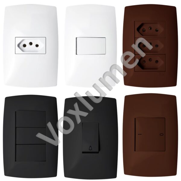 Conjunto Home suporte parafusado e tampa encaixada 4X2 com pontos de conexões 250v configuráveis