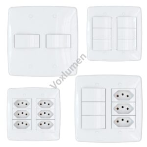Conjunto Finess+ tampa sem suporte 4X4 parafusada com módulos de pontos de conexões 250v configuráveis