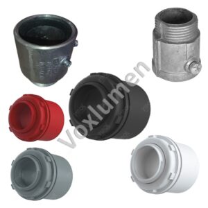 Conector cônico para conexão BSP e NPT entre caixas e eletrodutos leves e pesados em alumínio ou PVC