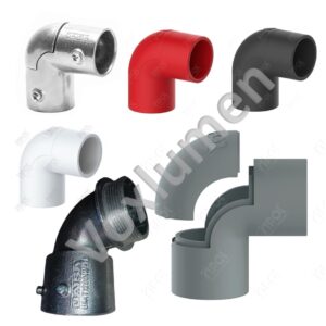 Conector cotovelo curvo curto 90° para eletrodutos leves e pesados em Alumínio ou PVC
