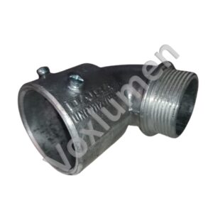 Conector cotovelo curvo curto 90° em Alumínio para eletrodutos LEVES com rosca sem janela