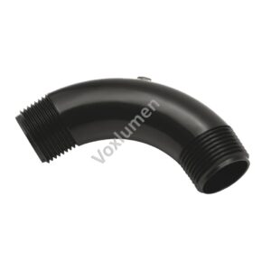 Conector curvo curto 90° para eletrodutos LEVES em PVC preto e Rosca BSP