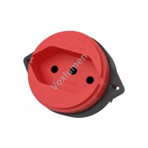 Tomada 250V simples redonda 2P+T com haste curta de embutir para piso