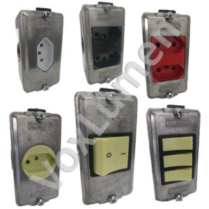 Condulete em alumínio Linha LEVE Múltiplo saída móvel completo com tampa e interruptor 250v uma tecla 10A